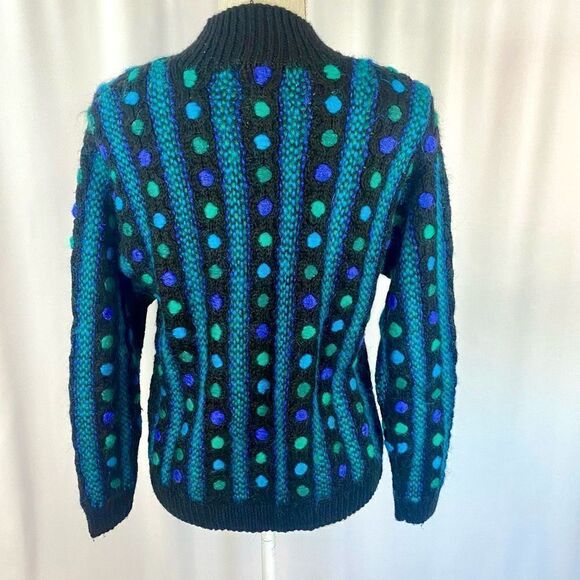 Vintage Hand Knit Sweater Casual Corner Unique Vibrant Wool Mohair - Picture 2 of 12